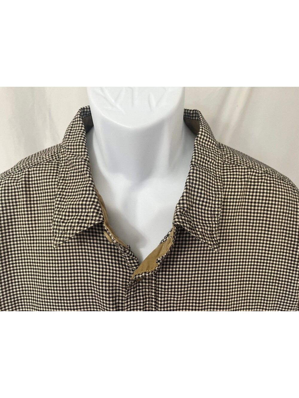 C.C. Filson Men's Brown Tan Dogstooth Long Sleeve Shirt XXL 2XL
